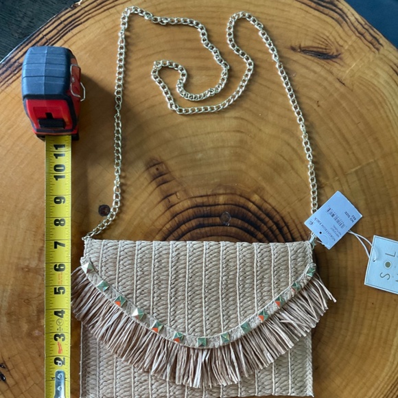 Sol and Mer Natural Straw Envelope Clutch/Shoulder Bag with Removable St… - Picture 3 of 9